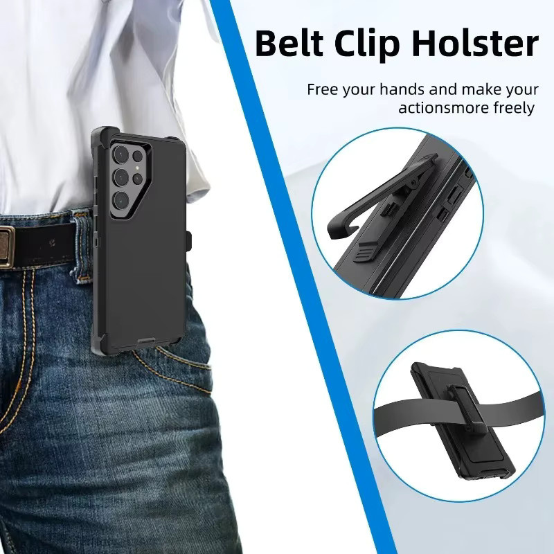 OTT-BOX 3in1 Rüstung Schutzhülle mit drehbarem Clip-Gürtel für Samsung Galaxy S26 Ultra S25 S24 S23 Plus A57 A37 A27 A17 A56 A36 A16 A07 A06 in Schwarz oder Pink - Bild 3