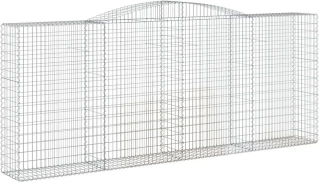 8er Set vidaXL Gabionen mit Hochbogen aus verzinktem Eisen in Silber, B/T/H: 400 x 50 x 160/180 cm - Bild 1