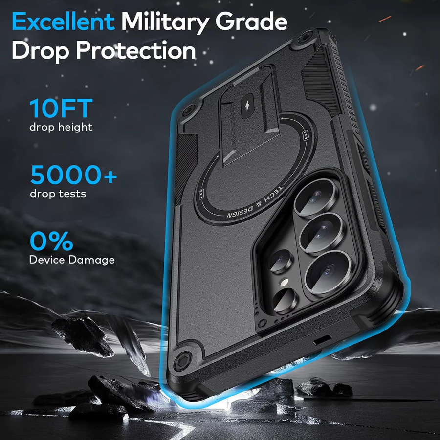 Magnetische Schutzhülle für Samsung Galaxy S26 Ultra 5G 6,9 Zoll mit unsichtbarem Ständer und militärischem Fallschutz in Schwarz - Bild 4