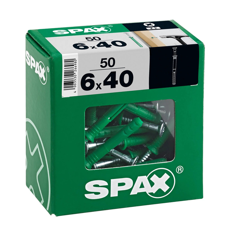Spax Nageldübel Typ-ND aus Nylon in Grün, Durchmesser: 6 mm, Länge: 40 mm, 50 Stück - Bild 2