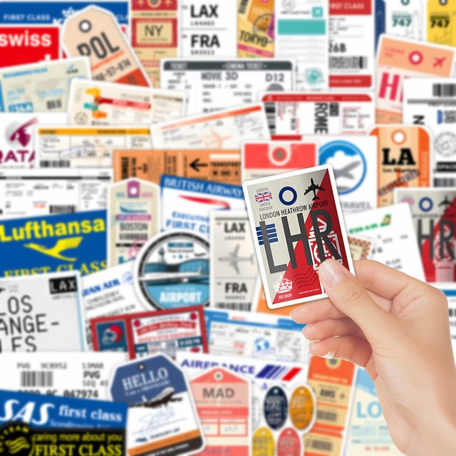 50 Stück Bordkarten-Flugticket-Graffiti-Aufkleber in Multicolour von BulingBulingStickers Store zur DIY-Dekoration für Gepäck und Notizbücher - Bild 1