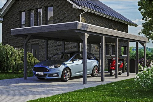 SKANHOLZ Carport Friesland aus Nadelholz mit EPDM-Flachdach in Schiefergrau, Breite: 397 cm, Tiefe: 860 cm, Höhe: 241 cm - Bild 1