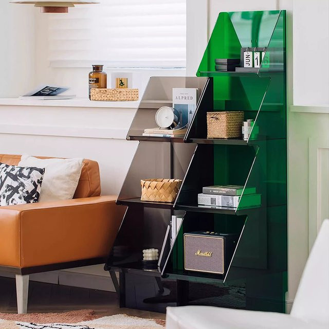 DUTRIEUX Bücherregal im Nordic-Design für Wohnzimmer und Home-Office, stehendes Regal mit Glas, Braun oder Grün, B/T/H: 117,5 x 40,0 x 39,0 cm - Bild 1