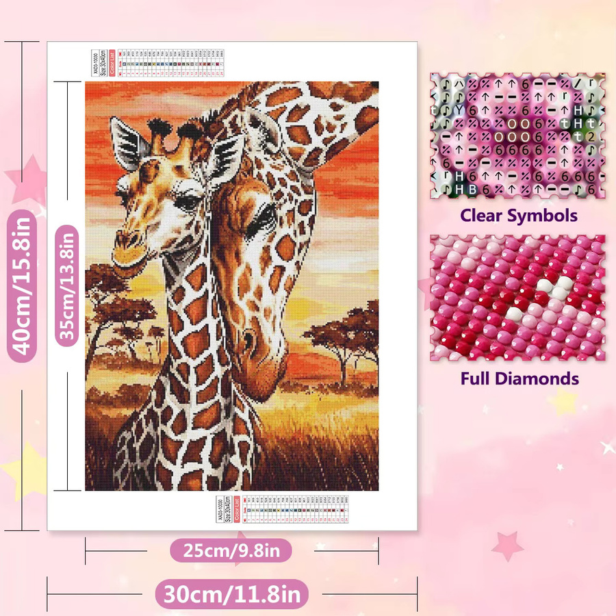 EverShine DIY Diamant-Stickerei Giraffe 5D Vollbohr-Mosaik Set in Multicolour, Breite: 20,0 cm, Höhe: 30,0 cm - Bild 2