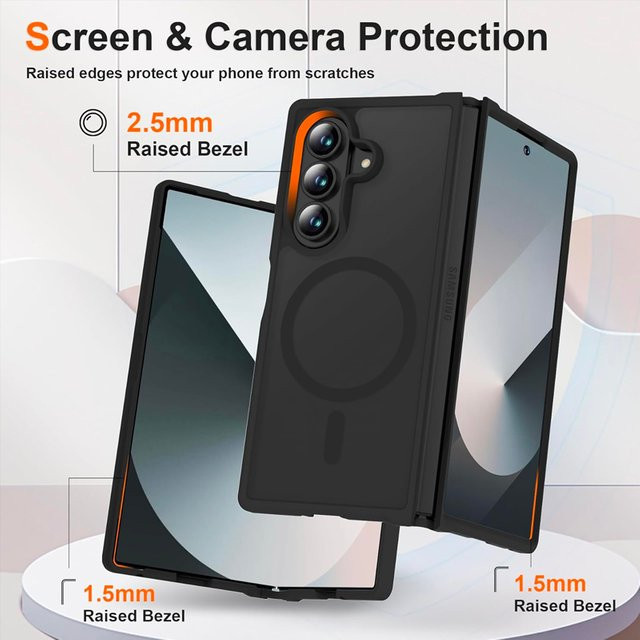 UYUXIO Magnetische Handyhülle für Samsung Galaxy Z Fold 7 mit durchscheinender Rückseite in Schwarz und Transparent - Bild 1