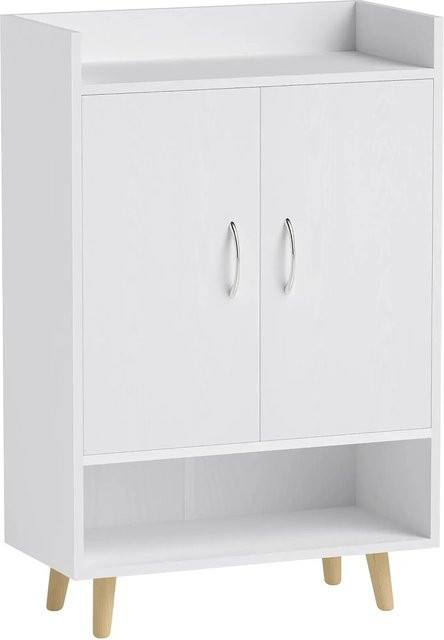 HOMCOM Schuhschrank aus Spanplatte und Kiefernholz in Weiß, modern mit Türen und Regalfächern, B/T/H: 30 x 30 x 92 cm - Bild 1