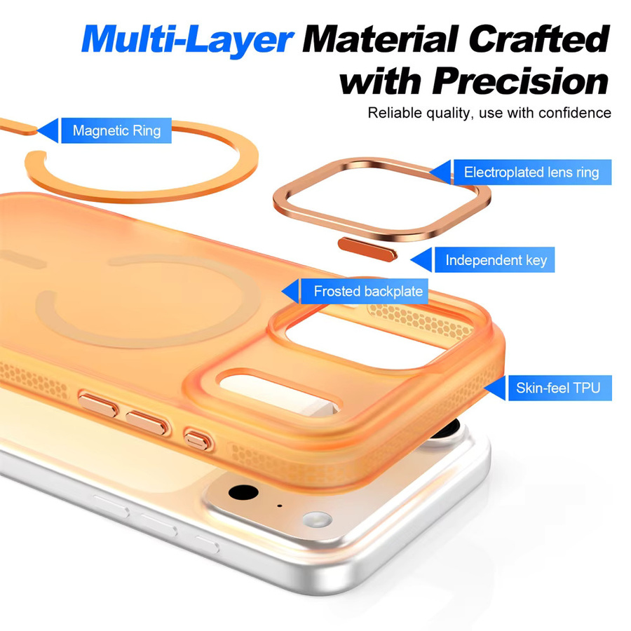 IMD MagSafe-kompatible magnetische Handyhülle für iPhone 17 Pro Max 16 15 in Orange, mattiert und stoßfest mit Kameraschutz - Bild 5