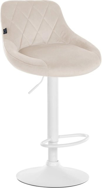 DELUKE Barhocker FALON aus Samt in Creme Weiß, drehbar mit Lehne, B/T/H: 46 x 49 x 83 cm - Bild 1