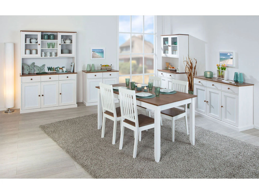 INTER LINK Buffet Westerland im Landhausstil aus Kiefernholz, Weiß/Braun, mit 2 Schubladen und 4 Drehtüren - Bild 2