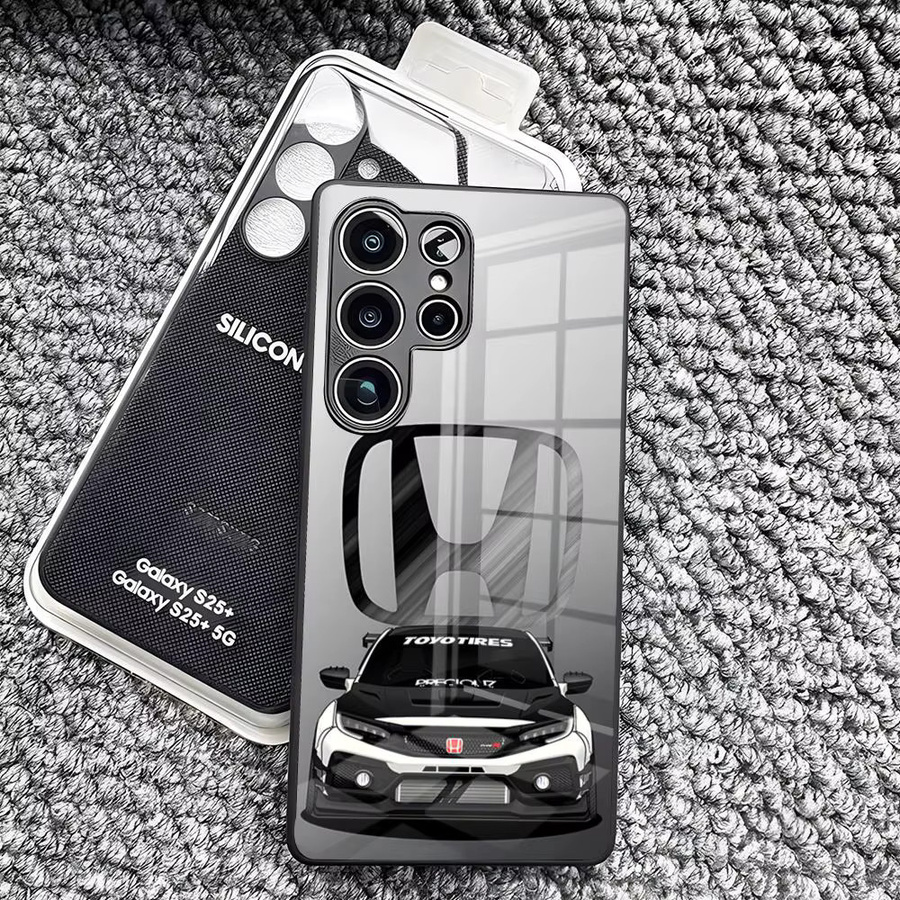 H-hondaes Handyhülle mit Glasabdeckung für Samsung Galaxy S26 Ultra S25 Edge Ultra S24 S23 S22 S21 Ultra Plus A57 A37 in Schwarz - Bild 2