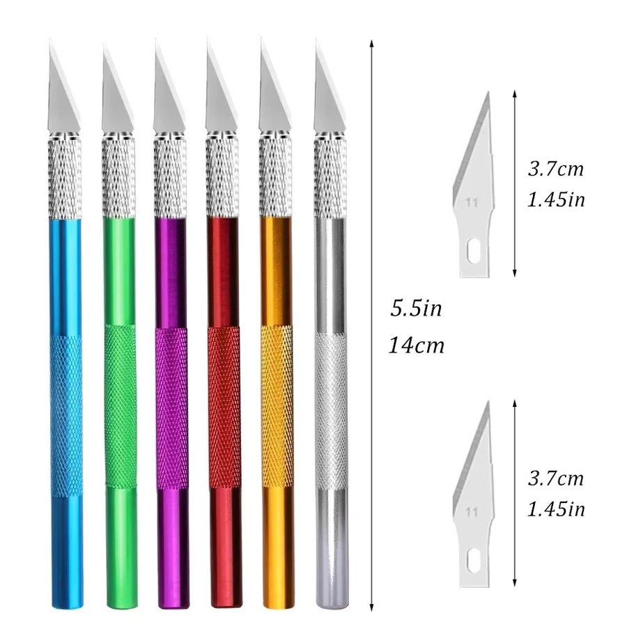 vvocci 5-teiliges Bastelmesser-Set mit Metallgriff in Blau für Gravur, Schnitzarbeiten und DIY-Reparaturen - Bild 1