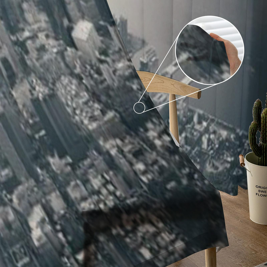 Super Six Transparente Chiffon Vorhänge New York City Manhattan Downtown Grafik B: 135 cm, H: 114 cm - Bild 2
