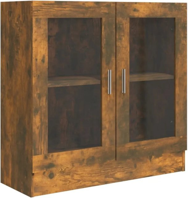 vidaXL Vitrinenschrank Räuchereiche mit Glastüren und Regalböden, B/H/T: 82,5 x 80 x 30,5 cm - Bild 1