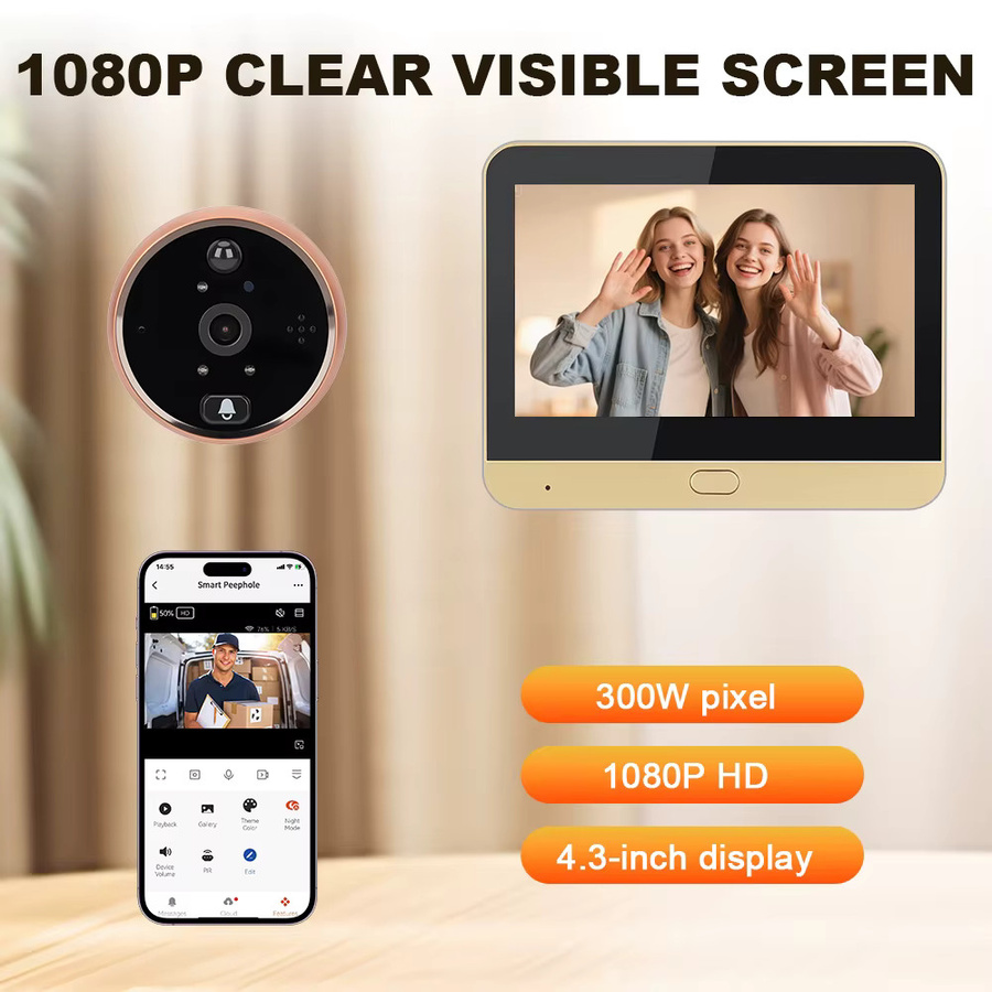 Awapow Smart Home Video Intercom Türklingel mit 3MP Tuya Guckloch Kamera, 1080P Auflösung und PIR Erkennung via Wifi - Bild 4