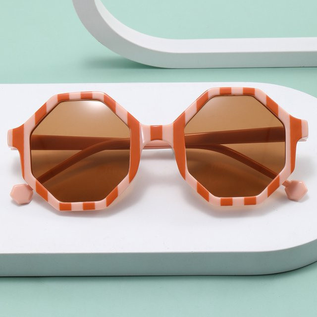 ZUXUB Sonnenbrille Kinder, Vollrand, hexagonal, Kunststoff, orange - Bild 1