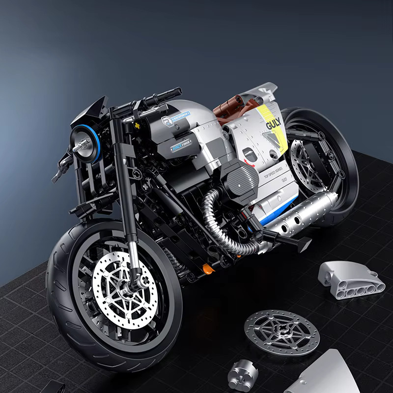 M MENBIS Klassische technische Motorrad-Bausteine-Sets, 1:8 Motorradmodell, Fahrzeuge - Bild 4