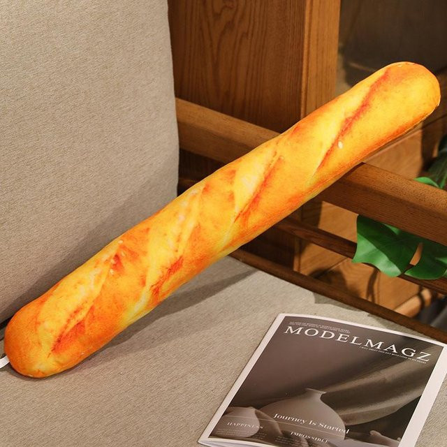 Realistisches Brot Plüschkissen Set mit Croissant und Baguette in Orange, weiche Food-Themen Kissen für dein Zuhause, Breite: 40 cm - Bild 1