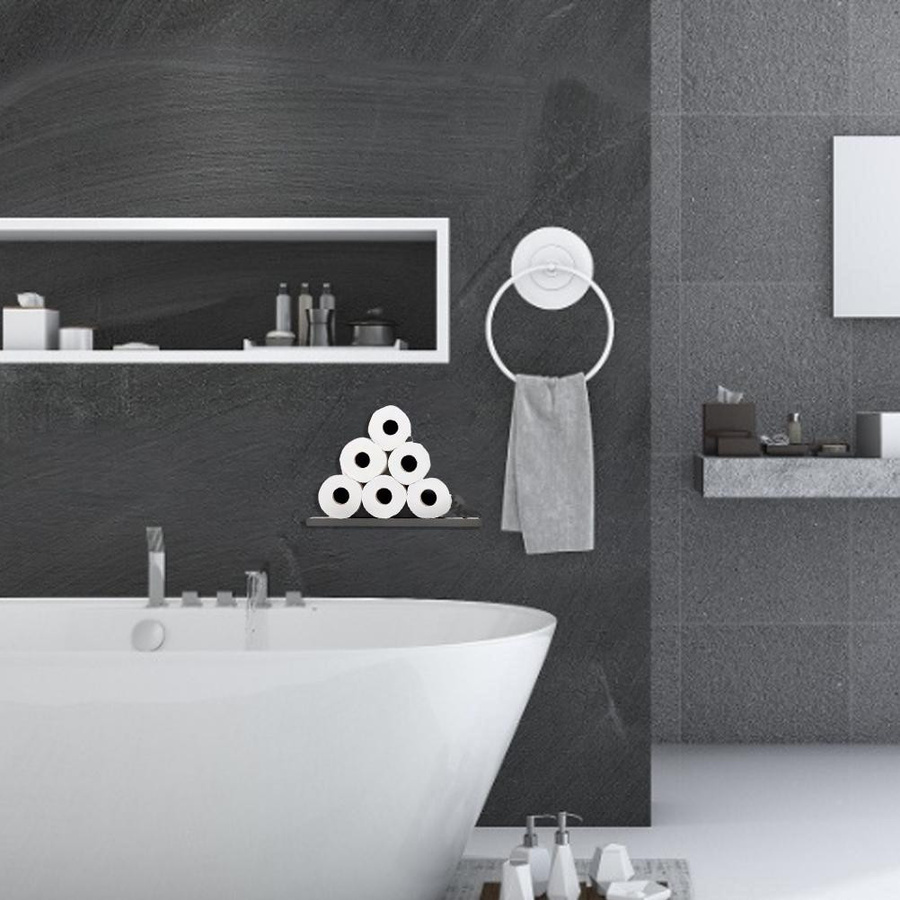 TOMTOP JMS Schweberegal Toilettenpapierhalter in Schwarz zur Wandmontage - Bild 2