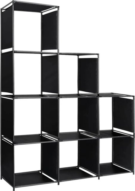 vidaXL Stufenregal aus Stahl und Textilgewebe in Schwarz, B/T/H: 130 x 45 x 170 cm - Bild 1