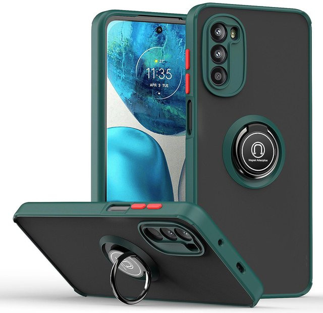 Stoßfeste Handyhülle für Motorola Moto G52 G22 G31 G41 G42 G60 G60S G20 mit harter PC-Schale und Silikon-Rückseite in Dunkelgrün - Bild 1