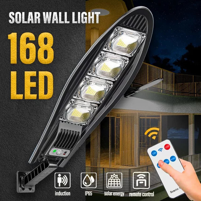 ESMARTER LED-Solarleuchte in Schwarz mit Bewegungsmelder und Fernbedienung als wasserdichte Garten-Wandleuchte und Flutlicht für den Außenbereich - Bild 1