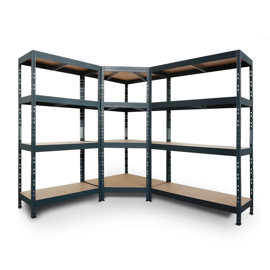 Ar Shelving Eckregal Rivet Set in Anthrazit mit 4 HDF-Böden, B/T/H: 180 x 180 x 210 cm, Tiefe: 45 cm - Bild 2