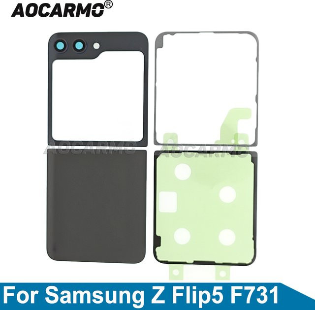 Aocarmo Ersatzgehäuse für Samsung Galaxy Z Flip5 SM-F7310 F731B F731 obere und untere Rückabdeckung in Schwarz - Bild 1