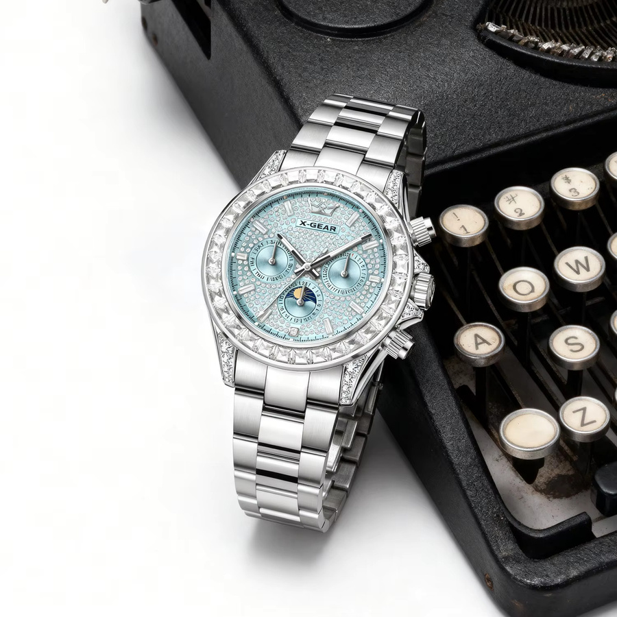 X-GEAR Armbanduhr Automatik, Edelstahl, Diamant, Blau, Herren - Bild 2