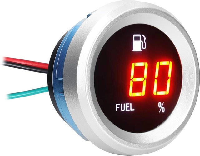 Digitale Kraftstoffstandsanzeige mit blinkendem Alarm für Autos, 9–35 V, silber/bunt - Bild 1