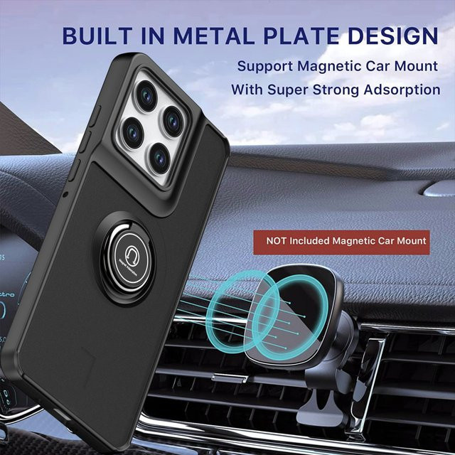 Stoßfeste Silikon-Handyhülle mit Metallring-Halter für Motorola Edge 70 XT2601-2 in Schwarz und Grün - Bild 1