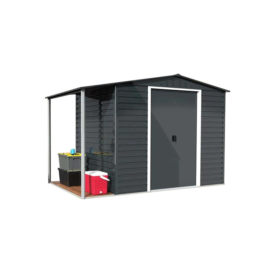 DURAMAX Metall-Gerätehaus Alpine mit Anbau aus verzinktem Stahl in Anthrazit B/T/H: 240 x 180 x 183 cm - Bild 2