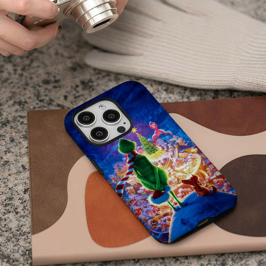 Weihnachten Handyhülle für iPhone 17 16 15 14 13 12 Pro Max Plus mit glänzender HD-Doppelschicht-Flüssighartschale in Weiß und Multicolour - Bild 4