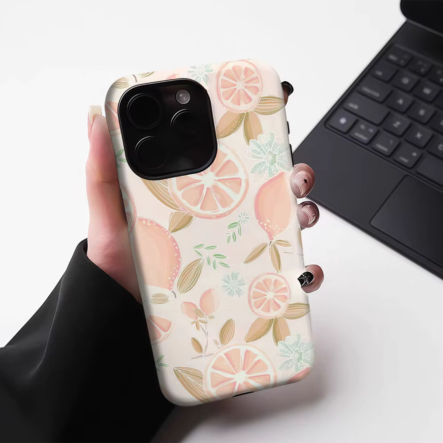 Potdemiel Handyhülle Blush Grapefruit Aquarell für iPhone 17 16 15 14 13 Pro Max Plus, robuste magnetische ein- und zweilagige Hülle, Farbe: Pink - Bild 3