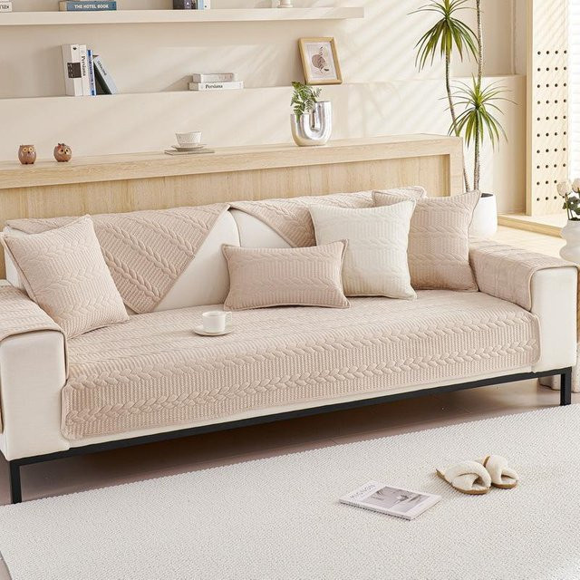 Super Six Winter Sofa Kissen aus weichem Plüsch, rutschfestes quadratisches Rückenlehnen Kissen, B/B/H: 70 x 70 x 70 cm - Bild 1