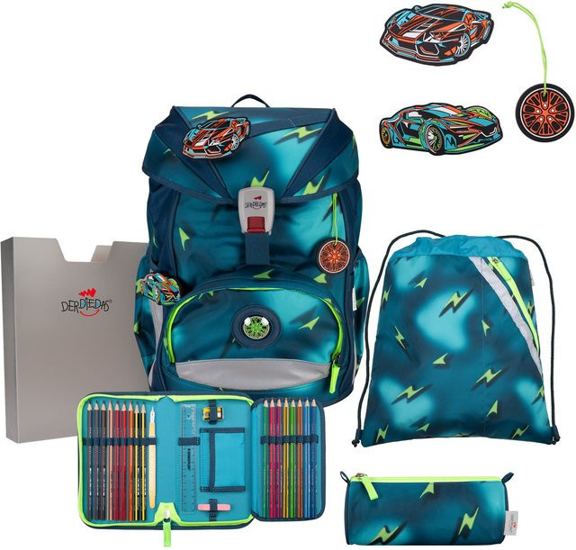DerDieDas ErgoFlex Schulrucksack-Set 5-teilig mit Sportbeutel Magic Light in Green und Blue - Bild 1