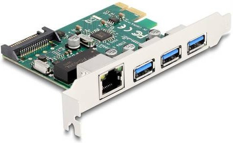 Delock PCI Express Erweiterungskarte mit 3 x USB 3.2 Gen 1 Typ-A und 1 x Gigabit LAN - Bild 1