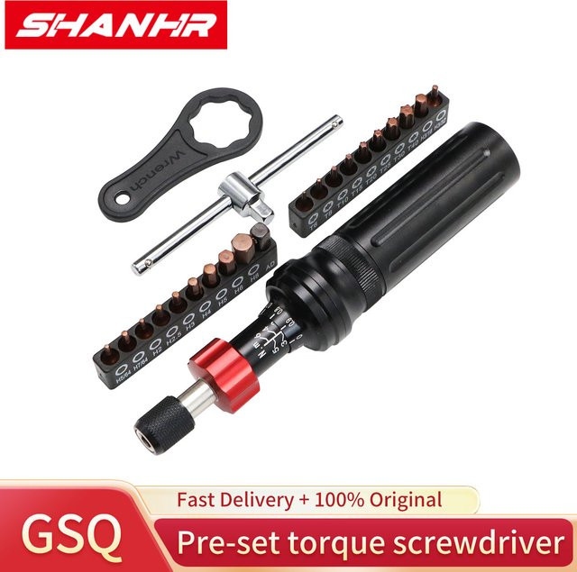 SHANHR Drehmomentschraubendreher-Set in Schwarz mit 20 Bits und 1/4 Zoll Bit-Adapter für Fahrradreparatur und Montage - Bild 1