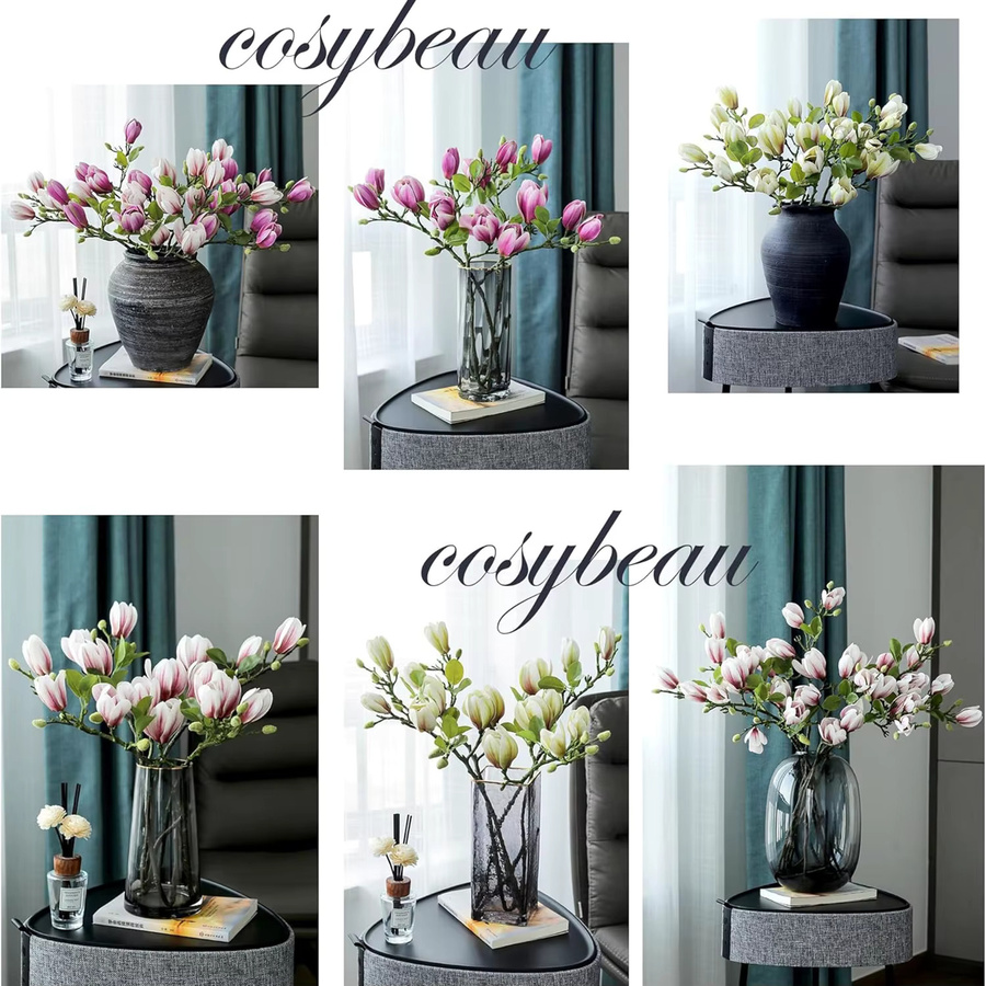 TTCY Künstliche Magnolia Blumen aus Seide für Tischdekoration und Hochzeit - Bild 4