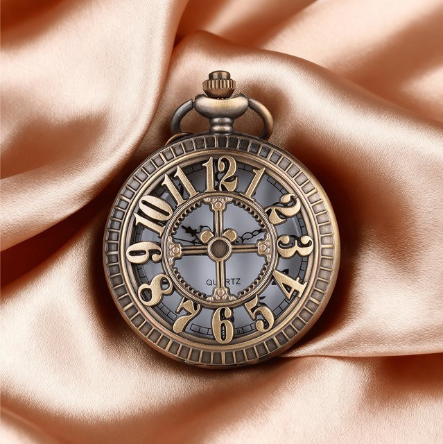 TINUORA Taschenuhr mit Halskettenanhänger, Quarz, Messing, Bronze, Unisex - Bild 1