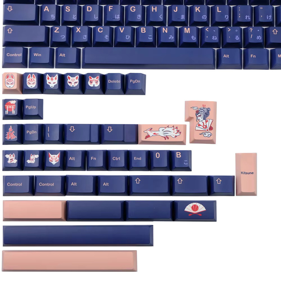 DYE FETISH GMK Kitsune Keycap Clone Set Japanisches Design, PBT Material, Cherry Profile, 142 Tasten für MX Switches mechanische Tastaturen - Bild 5