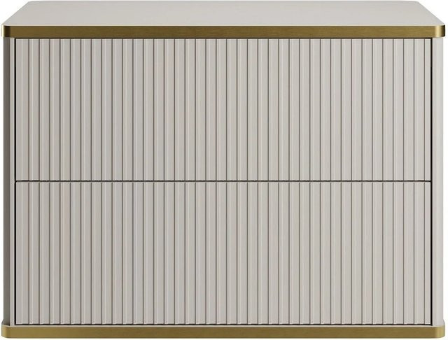 Waschbeckenunterschrank Keliza von Vente-unique in Beige mit Gold-Akzenten im Art-déco-Stil, B/T/H: 80 x 47 x 54 cm - Bild 1