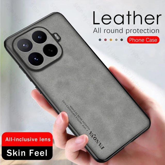 Luxuriöse Schafsleder-Schutzhülle für Xiaomi 17T Pro 5G, 17T, 15T und 14T Pro mit weicher Silikonkante und stoßfestem Design in Schwarz oder Grau - Bild 1