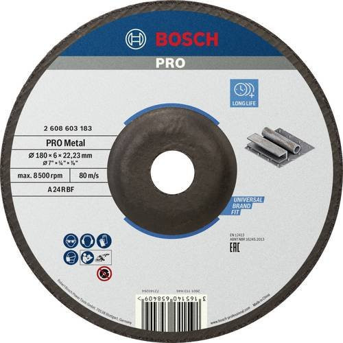 Bosch Schruppscheibe gekröpft für Metall, Durchmesser: 180 mm, Grau - Bild 1