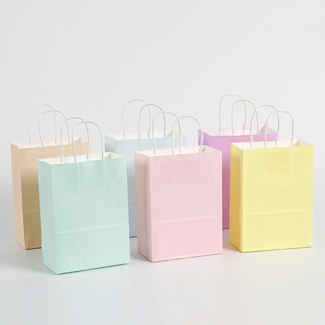 6er Set Macaron Papier Geschenktüten in Blau für Süßigkeiten und Partydekorationen bei Hochzeiten oder Geburtstagen - Bild 1