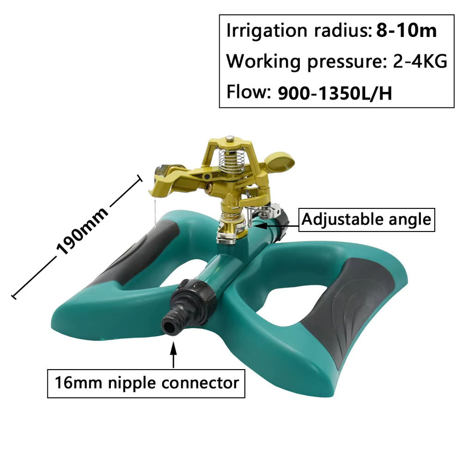 KWZL Metall-Jet-Sprinkler mit Wippdüsen, 360 Grad drehbar und verstellbar, Grün - Bild 3