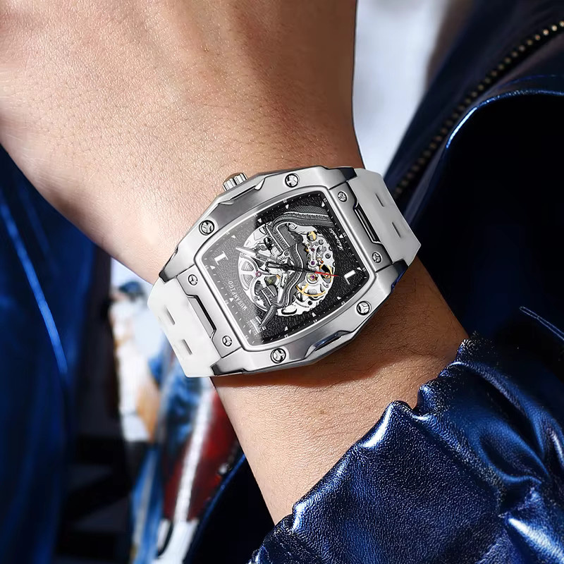 MUSANFIGO Armbanduhr Automatik, Edelstahl, Grün, Eckig, Herren - Bild 2