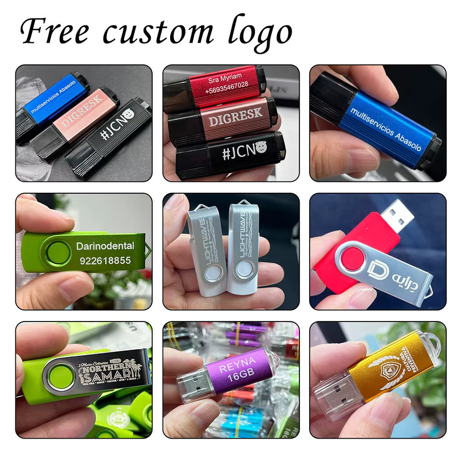 10er Set Oeny USB-Sticks aus Metall mit eigenem Logo, USB 2.0 Flash-Speicher in verschiedenen Farben und Kapazitäten - Bild 2