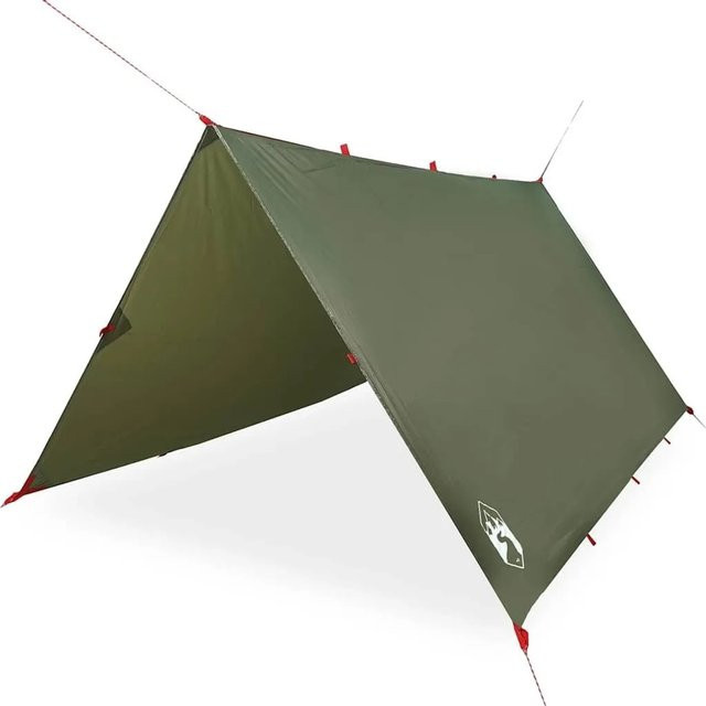 vidaXL Tarp Olivgrün aus Polyester, Wasserdicht, B/B: 306 x 306 cm - Bild 1