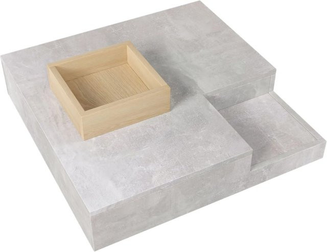 Couchtisch PXloue in Betongrau mit abnehmbarer Aufbewahrungsbox, modern, B/T/H: 72 x 72 x 30 cm - Bild 1
