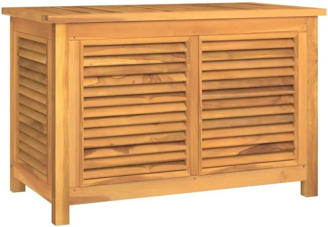 vidaXL Gartenbox aus Teakholz in Braun mit Beutel im Latten-Design, B/T/H: 90 x 50 x 58 cm - Bild 1